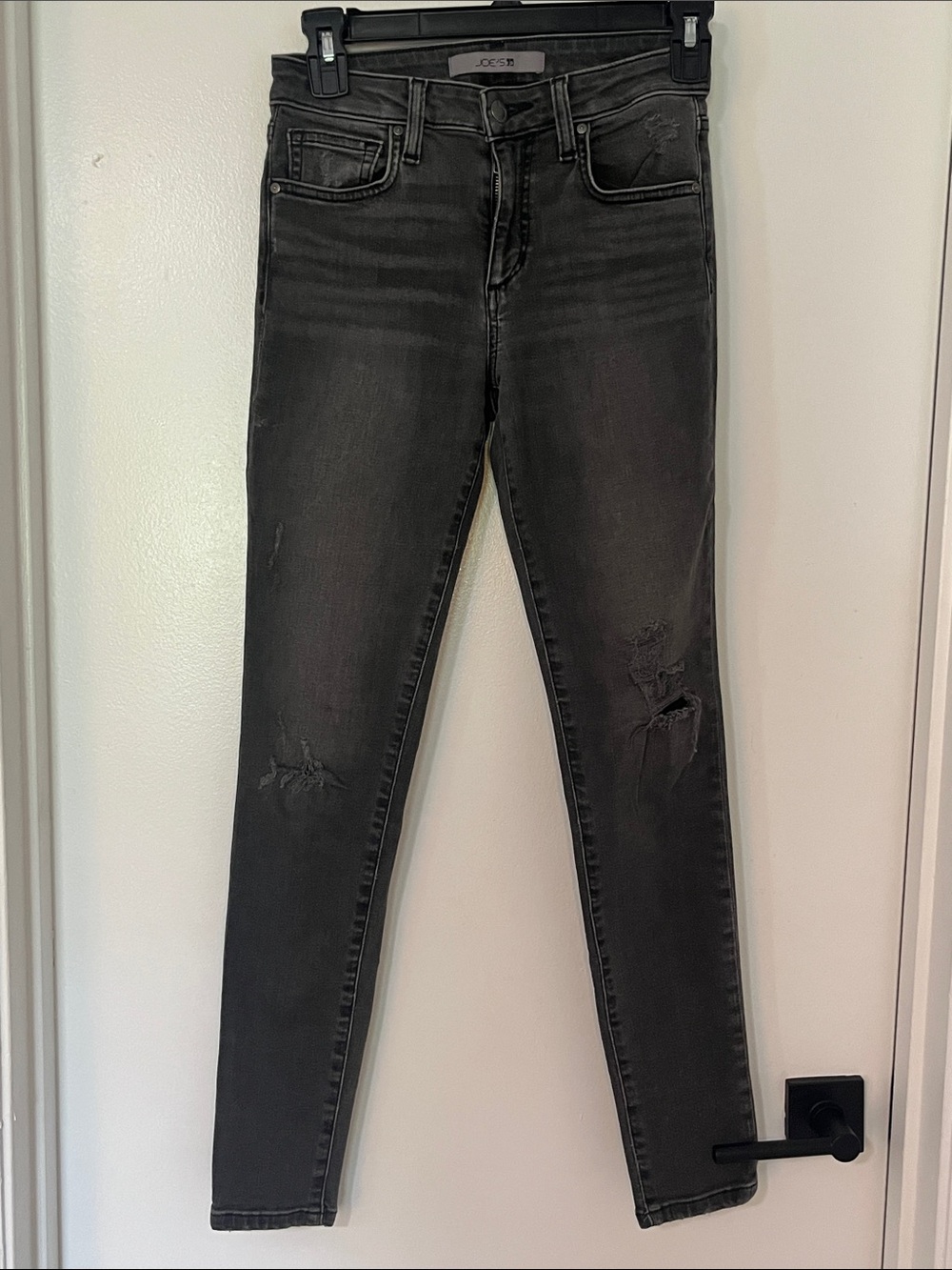 Joe's Jeans Charcoal Gray Distressed Skinny Jeans Size 24